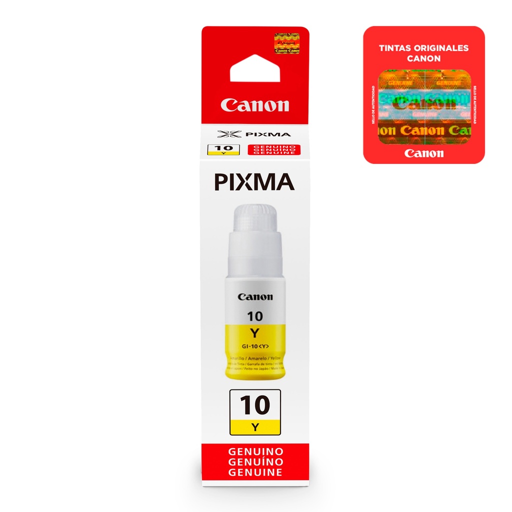 BOTELLA DE TINTA CANON GI-10 AMARILLO 70 ML.