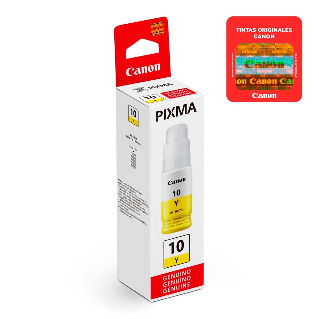 BOTELLA DE TINTA CANON GI-10 AMARILLO 70 ML.