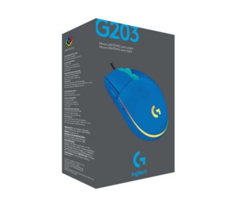 LOGITECH MOUSE G203 GAMING BLUE LIGHTSYNC USB