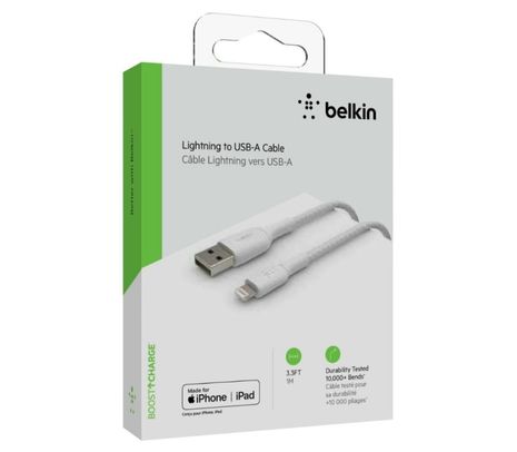 BELKIN CAA001BT1MWH CABLE LIGHTNING A USB-A BLANCO 60W 1M