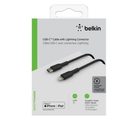 BELKIN CAA003BT1MBK CABLE USB-C A LIGHTNING NEGRO 60W 1M