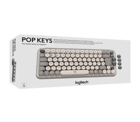 LOGITECH TECLADO POP KEYS MIST SAND INAL+BT (D)