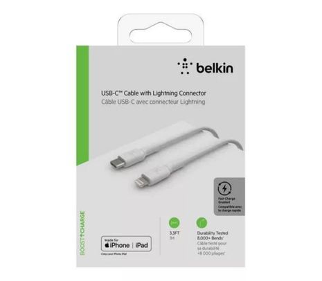 BELKIN CAA003BT1MWH CABLE USB-C A LIGHTNING BLANCO 60W 1M