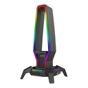 MARVO - SOPORTE PARA AURICULARES HZ-10 - ILUMINACIÓN RGB. 3 USB. 3,5mm.