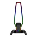 MARVO - SOPORTE PARA AURICULARES HZ-10 - ILUMINACIÓN RGB. 3 USB. 3,5mm.