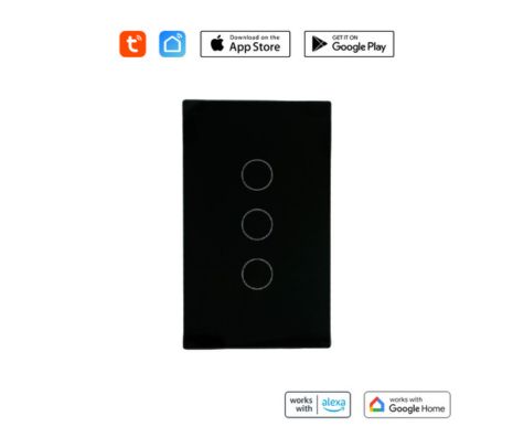 BSMART BS-IL03BK INTERRUPTOR DE LUZ INTELIGENTE X3 WIFI TUYA SMART NEGRO