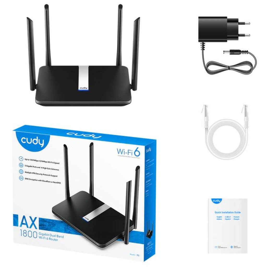 Router Cudy Gigabit Wifi 6 Ax1800 Doble Banda