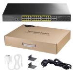 Switch Cudy 24 Puertos POE+ Gigabit y 4 Sfp 300w