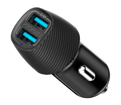 PROMATE VOLTRIP-DUO.BLACK CARGADOR DE AUTO 3.4A 2USB NEGRO