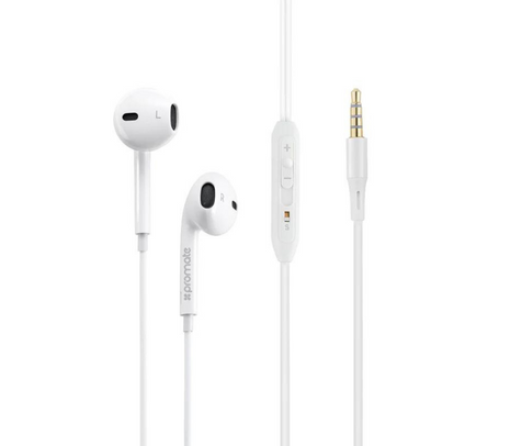 PROMATE GEARPOD-IS2.WHITE EARPHONES CON MIC Y CONTROL VOL