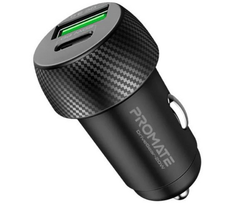 PROMATE DRIVEGEAR-20W CARGADOR MINI P/AUTO USB/USB-C NEGRO