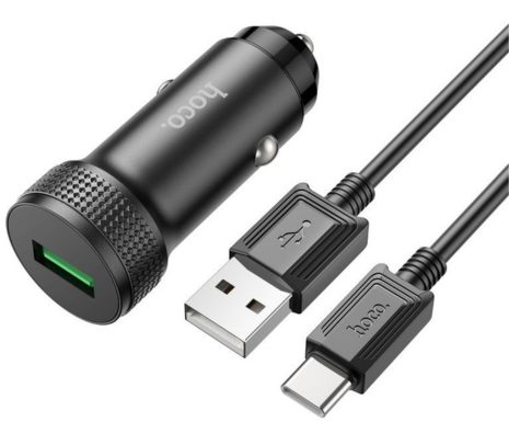 HOCO Z49A CARGADOR DE AUTO LEVEL C/CABLE USB-C 3.0 BLACK (O)