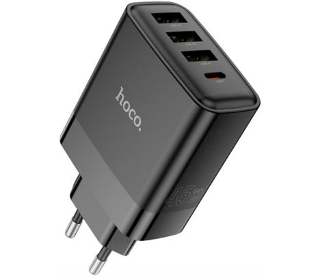 HOCO C127A CARGADOR DE PARED 1 USB-C/3 USB-A EU 45W BLACK