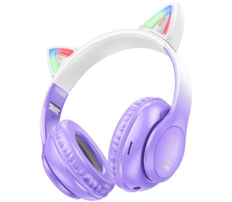 HOCO W42 HEADPHONES CAT CON OREJAS P/NIÑOS BT PURPLE GRAPE