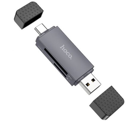 HOCO HB45 ADAPTADOR 2 EN 1 USB-A/USB-C 2.0 C/LECTOR TARJETA