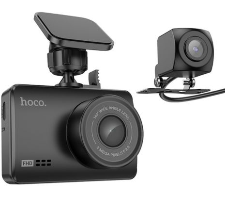 HOCO DV3 DASHCAM VIDEOCAMARA C/DISPLAY P/AUTO DOBLE CANAL BK