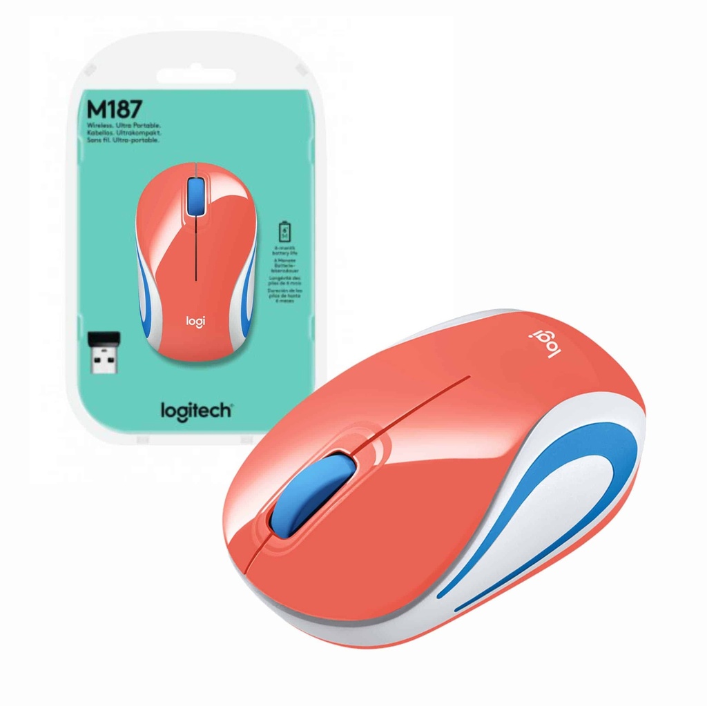 LOGITECH MOUSE M187 CORAL INALAMBRICO (D)