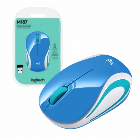 LOGITECH MOUSE M187 CELESTE INALAMBRICO