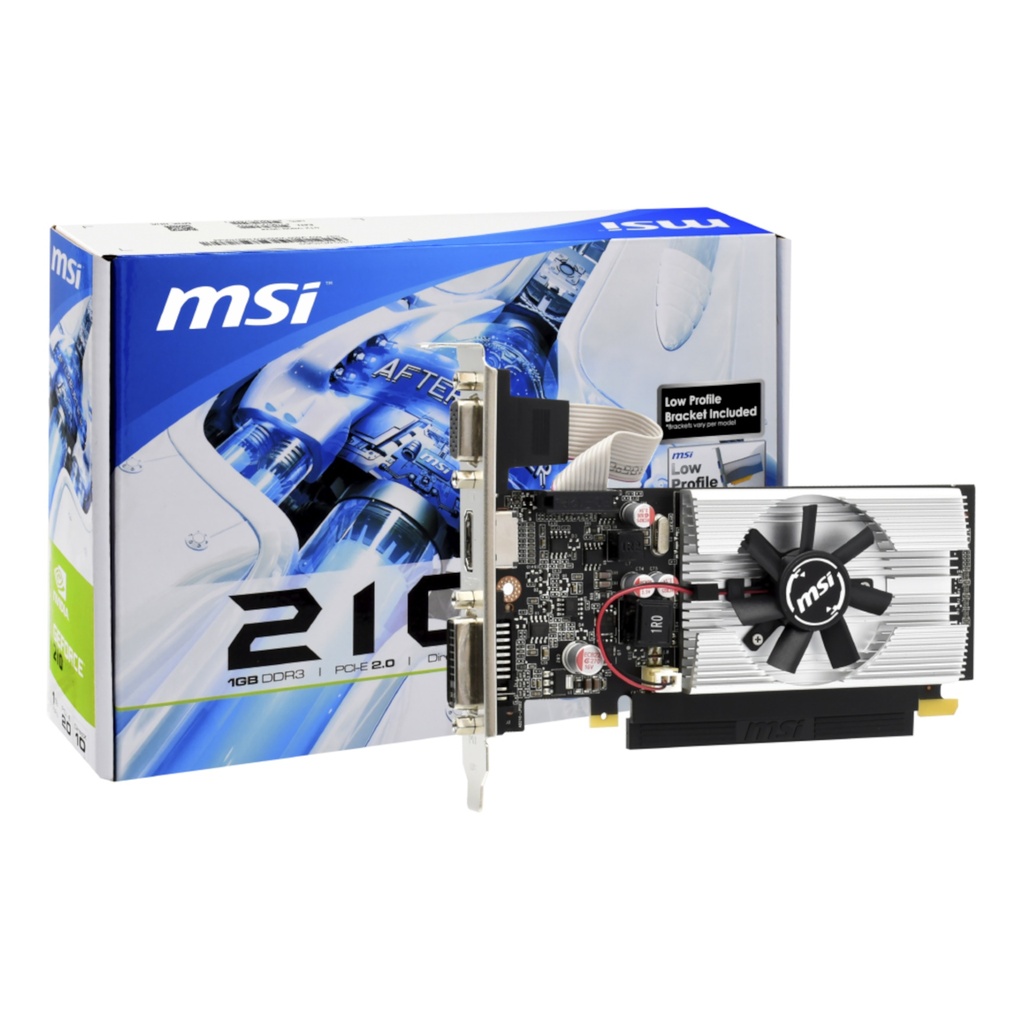 MSI - TARJETA DE VIDEO N210-MD1G/D3 - NVIDIA GEFORCE N210. 64bits. PCI EXPRESS 2.0. 1x HDMI / 1x DL-DVI-I / 1x D-Sub