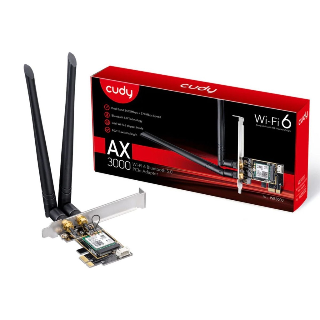 Adaptador Cudy WiFi 6 PCI-E y Bluetooth 5.2