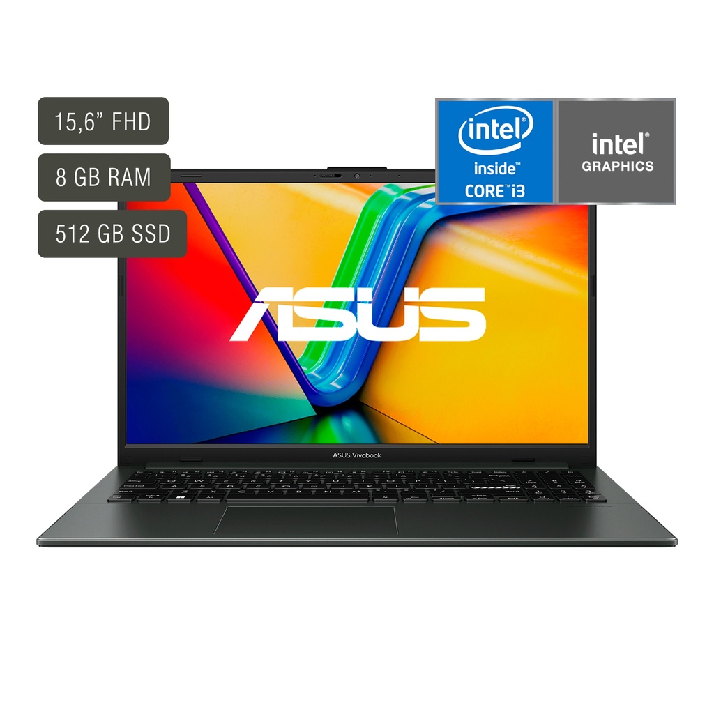 Notebook Asus Vivobook 15,6'' Core I3 8gb 512gb Win11 Con Mochila 