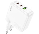 HOCO C115A CARGADOR DE PARED 2 USC-C/1 USB-A EU 65W WHITE