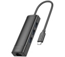 HOCO HB42 HUB 4 EN 1 USB-C A 3 USB-A 3.0 Y RJ45 BLACK